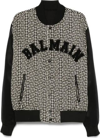 Balmain PB-Monogram Bomber Jacket - Mens - Cupro/Cotton/PolyesterPolyamideElastanePolyester