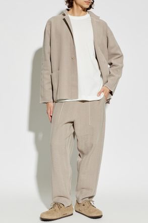 Homme Pliss&eacute; Issey Miyake Blazer With Herringbone Pattern, Mens, Beige