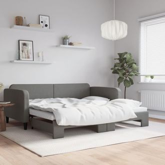 vidaXL Sof&aacute; Cama Nido Tela Gris Oscuro 90x190 Cm Vidaxl