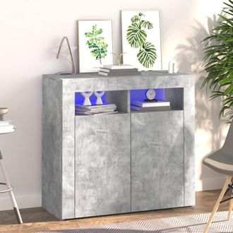 vidaXL Credenza Con Luci Led Grigio Cemento 80x35x75 Cm - Vidaxl