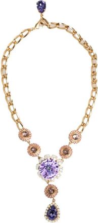Dolce & Gabbana Bloemen Kristal Parel Hanger Ketting - Dames - Kettingen - Veelkleurig - ONE Size - Accessoires