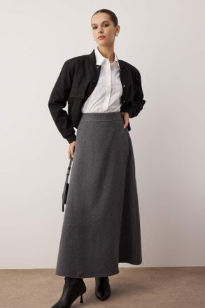 Trendyol Modest Dames Grijs Effen Maxi A-lijn Modest Rokken