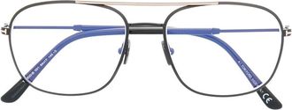 Tom Ford Eyewear pilot-frame optical glasses - men - Brass - 54 - Black