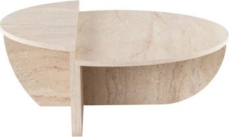 VENTE-UNIQUE.COM Lote de 2 mesas bajas - L90 cm - Efecto Travertino