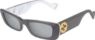 Gucci Rechthoekige Zonnebril - Dames - Zonnebrillen - Grijs - 52 MM - Nylon - Accessoires