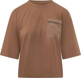 Brunello Cucinelli Brown Solid Crew Neck T-Shirt