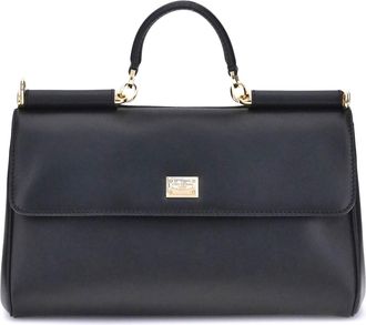 Dolce & Gabbana Womens Handbag My Sicily Black Calf Leather Shoulder Bags