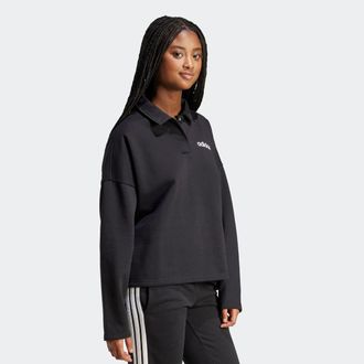 adidas Sweatshirt ADIDAS SPORTSWEAR W LIN FL POLO, Damen, Gr. XL, schwarz-weiss (schwarz, wei&szlig;), Obermaterial: 55% Baumwolle, 36% Polyester, 9% Viskose, ange