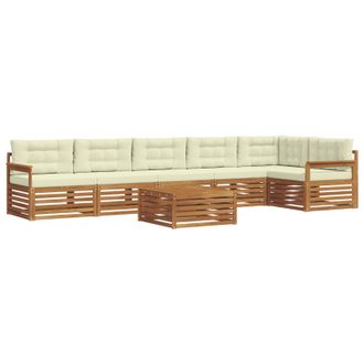 vidaXL Conjunto De Sof&aacute;s De Exterior Con Coj&iacute;n 7 Pcs Natural Y Crema Vidaxl