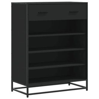 Berkfield Home Shoe Cabinet Black 75x38x97.5 cm Engineered Wood & Metal
