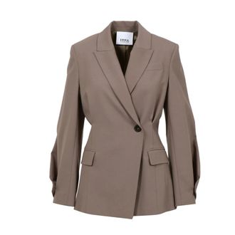 Erika Cavallini Semi Couture Enkelrijig Jasje - Dames - Blazers - Grijs - S - Wol - Jassen