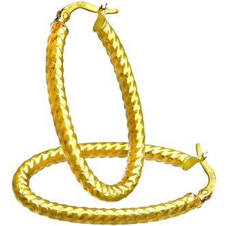 Diamant L'&eacute;ternel Womens 9ct Yellow Gold Diamond Cut Oval Hoop Earrings - One Size