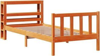 vidaXL Bed Frame with Headboard without Mattress Wax Brown 100x200 cm Vidaxl