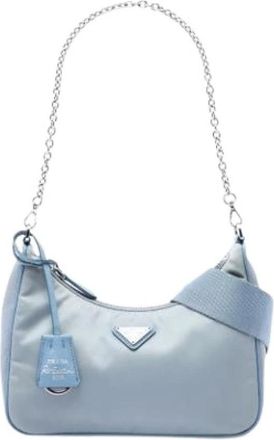 Prada Pre-owned Nylon Satchel - Dames - Vintage Schoudertas - Blauw - ONE Size - Nylon - Vintage