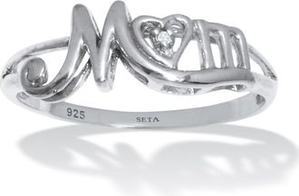 Palm Beach Jewelry Round Diamond Accent Mom Heart Sterling Silver Ring