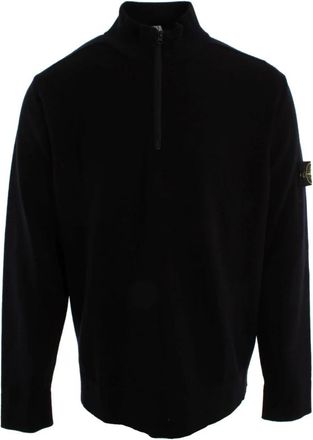 Stone Island Half-Zip Turtleneck Sweater - Heren - Coltruien - Blauw - 2XL - Wol - Truien & Vesten