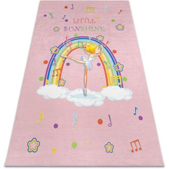 RugsX Alfombra Lavable Bambino 41870 Bailarina, Arcoiris Para Ni&ntilde;os Antideslizante - Rosado Pink 140x200 Cm