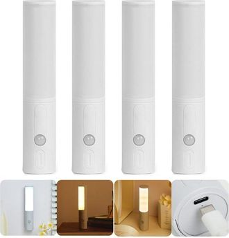 OEM Luz Nocturna Recargable Con Sensor De Movimiento, Aplique Led De Pared Regulable, Luz Para Escaleras Con Sensor De Inducci&oacute;n, Rotaci&oacute;n De 350&deg;, 4 Unid