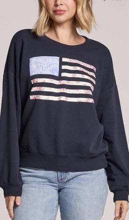 Chaser Flag Adornment Long Sleeve Sweatshirt In Navy