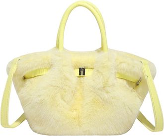 Generic Womens Plush Bags Plush Ruched Women Handbags Soft Small Tote Bag Warm Winter Shoulder Crossbody Bags(Color6)