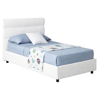 Dmora Cama Individual Brendola, Colch&oacute;n Incluido, Desenfundable Made In Italy, Con Contenedor, Blanca