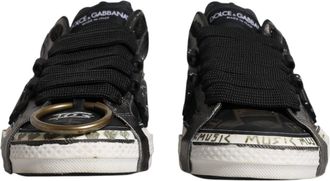 Dolce & Gabbana Black White Portofino Low Top Sneakers Mens Shoes (Pre-Owned)