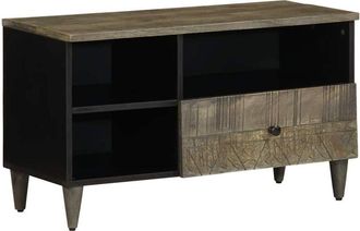 vidaXL Vidaxl - Mueble De Tv Madera Maciza De Mango Negro 80x33x46 Cm