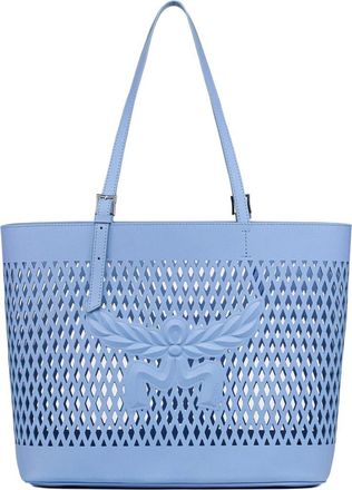 MCM Medium Himmel Shopper in Perforated Calfskin Leather in Della Robbia Blue at Nordstrom