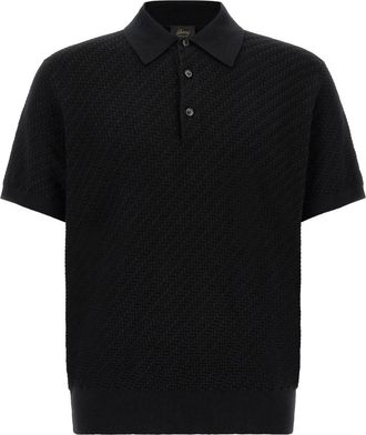 Brioni Polo met korte mouwen - Heren - Polos - Zwart - 2XL - Katoen - Tops