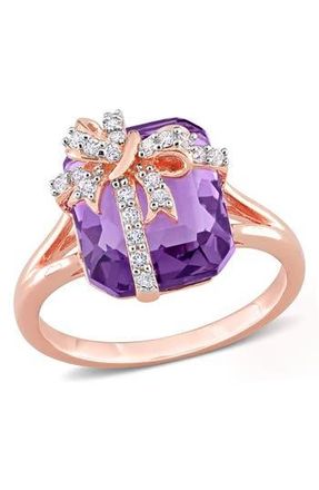 Delmar Sterling Silver Amethyst White Topaz Ring in Purple at Nordstrom Rack, Size 5.5