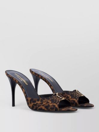Saint Laurent leopard-print grosgrain mules