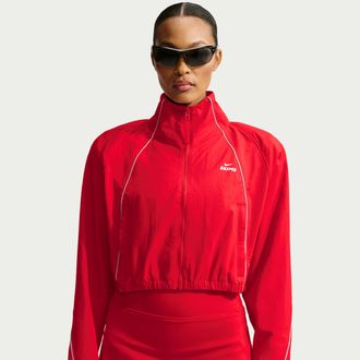 Nike Womens SKIMS Crunchy Nylon Cropped Jacket in Red | IV6641-657