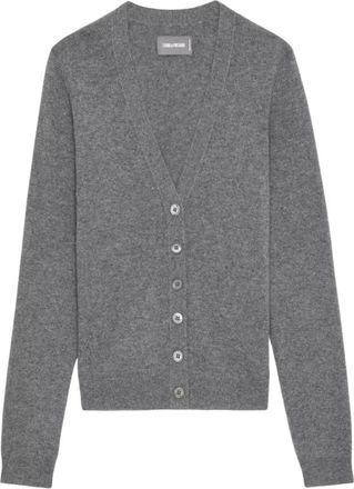 Zadig&Voltaire Cashmere Cardigan - Dames - Cashmere truien - Grijs - S - Wol - Truien & Vesten