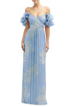 After Six Ruffle Off the Shoulder Metallic Column Gown in Larkspur at Nordstrom, Size Xx-Large