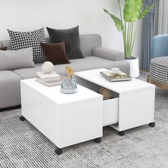 vidaXL Mesa De Centro Madera Contrachapada Blanco 75x75x38 Cm Vidaxl