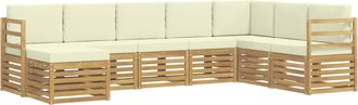 vidaXL Conjunto De Sof&aacute;s De Exterior 8 Uds. Blanco Y Crema Poli&eacute;ster Vidaxl