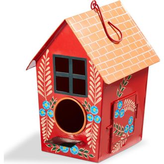 Tag Hand Painted Feathers Bird House Multi Iron Spring in Red at Nordstrom