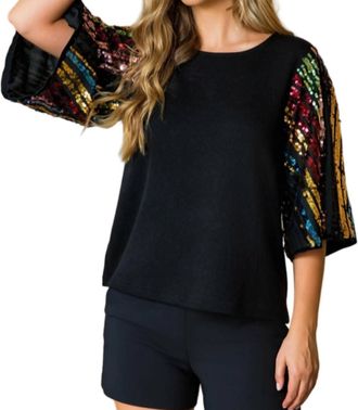THML Clothing Mariah Sequin Top In Black