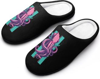 Generic Octopuss Tentacles Monster Wrap Mens Slippers Slip On Comfortable Fleece Cotton House Shoes Winter