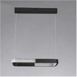 Trade Shop TrAdE Shop Traesio - Lampadario A Sospensione Led 18w Rettangolare Nero Cristallo Telecomando 32019