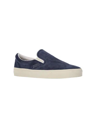 Tom Ford Mens Sneakers Blue Upper: Calf Leather