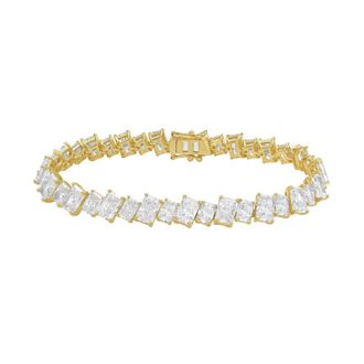 Diana M. Jewels 14kt Yellow Gold 15.00cts Lab Grown Slanted Radiant Diamond Tennis Bracelet