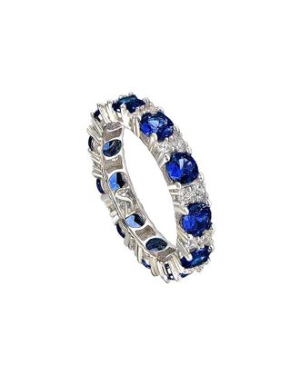 Suzy Levian Silver 3.02 Ct. Tw. Diamond & Sapphire Eternity Ring
