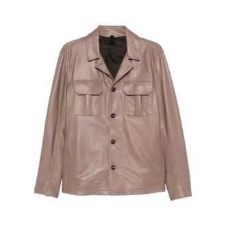 Tagliatore Leather Jackets, male, Beige, Size: M Shirt-cut Jacket