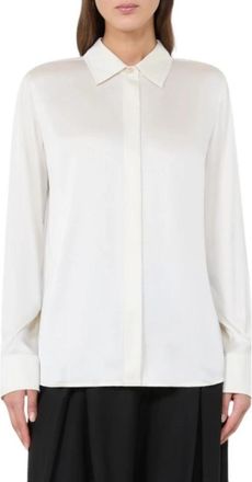 Max Mara Xero Shirt - Dames - Overhemden - Wit - S - Satijn - Overhemden