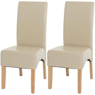 Hhg Non utilizzato] Set 2x sedie soggiorno moderno elegante Latina pelle per sala da pranzo avorio gambe chiare