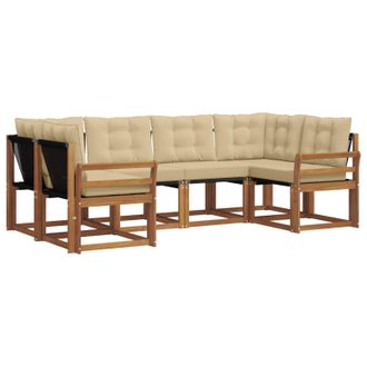vidaXL Conjunto De Sof&aacute;s De Exterior Con Coj&iacute;n 6 Pcs Natural Y Beige Vidaxl