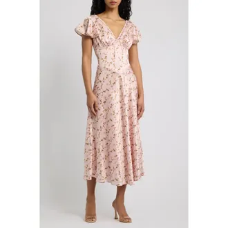 House of CB Raye Floral Fit & Flare Dress in Pink Vintage at Nordstrom, Size X-Small