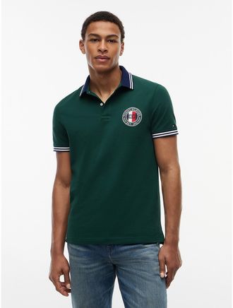 Tommy Hilfiger Mens Regular Fit Circle Logo Tipped Polo - Ornamental Green - XL