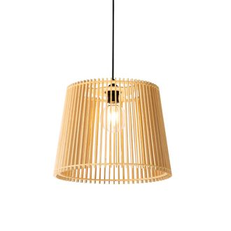 QAZQA Qazqa R&uacute;stico L&aacute;mpara Colgante De Exterior R&uacute;stica De Madera Ip44 - Jayla /acero Redonda Adecuado Para Led Max. 1 X 40 Watt
